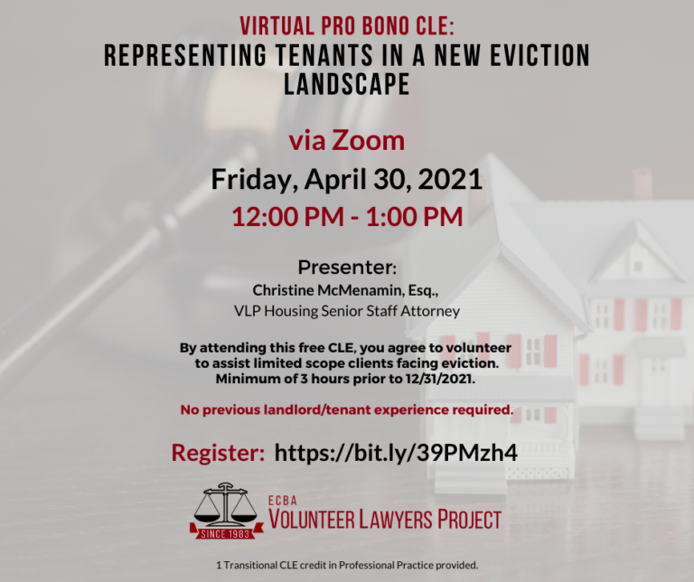 Virtual Pro Bono CLE Representing Tenants in a New Landscape ECBA
